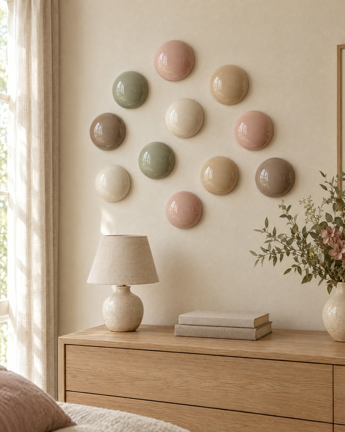 Burbujas glossy colocadas en una pared real